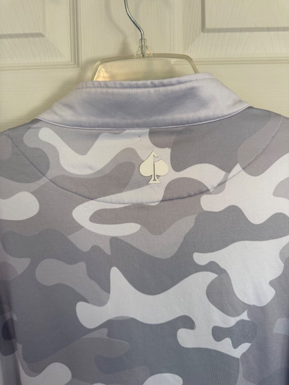 Pins & Aces Performance Polo White Grey Camo Quarter Zip Pullover Jacket Golf M - Picture 4 of 5